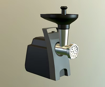 Industrial Meat Grinder With Black Base Silver Metal Components And Manual Handle Design 3d model