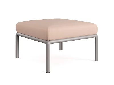 Light Pink Fabric Ottoman With Square Cushion And Metal Legs Design 3d model