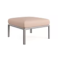 Light Pink Fabric Ottoman With Square Cushion And Metal Legs Design