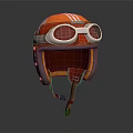 Orange And Red Striped Helmet With Round Goggles In Cartoon 3D Model Style Unique Design