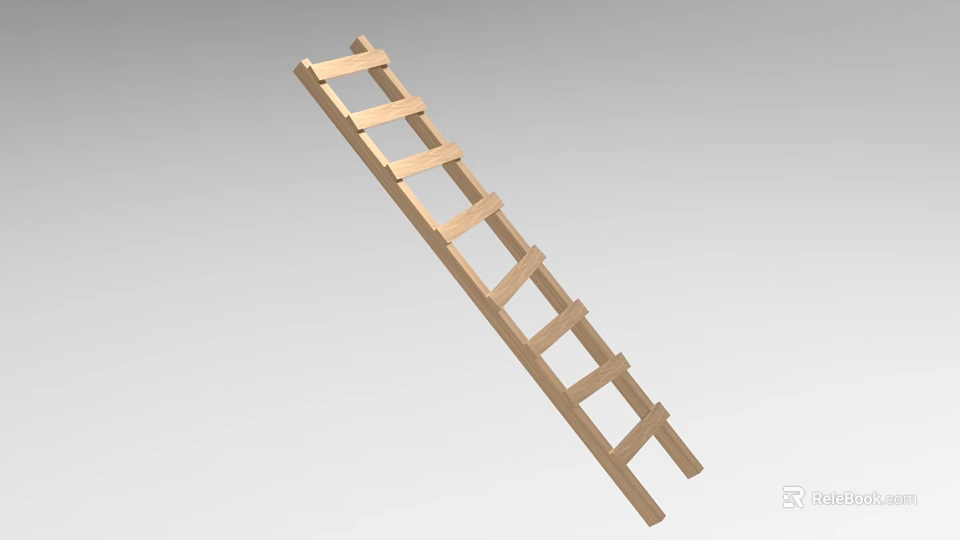 Wooden Ladder As Industrial Equipment With Multiple Steps And Sturdy Frame 3d model 