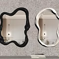 Black And White Abstract Wavy Wall Mounted Mirrors For Modern Interior Decor 3d model
