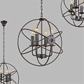 Multiple Modern Spherical Chandeliers With Metal Frame And Candle Shaped Bulbs