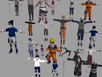 Anime Game Movie Characters 3D Models With Various Outfits And Poses Collection 3d model