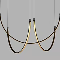Sleek Modern Curved Ring Chandelier With Illuminated LED Lights And Metal Design