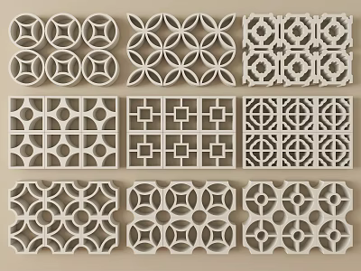 Decorative Room Divider Screens With Various Intricate Geometric And Floral Patterns 3d model