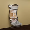 Unique Wavy Frame Mirror on Beige Wall Reflecting Modern Bedroom Interior
