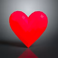 Stylish Red Heart Shaped Decorative Ornament With 3D Design And Reflection On Gray Gradient Background