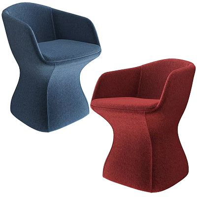 Modern Kids Chair in Blue and Red Upholstered Fabric with Curved Design 3d model