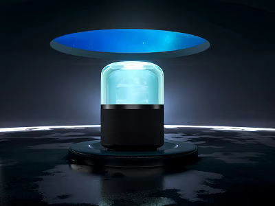Modern Bluetooth Headphone Speaker With Blue LED Light And Sleek Design 3d model