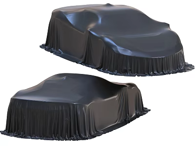 Two Cars Covered With Black Car Covers For Vehicle Protection 3d model