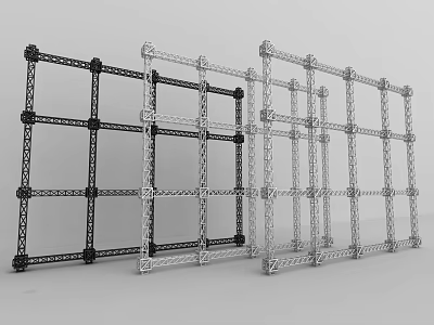 Public Facility Metal Frame Structure With Black Silver Cross Bars And Connecting Nodes Neatly Arranged 3d model