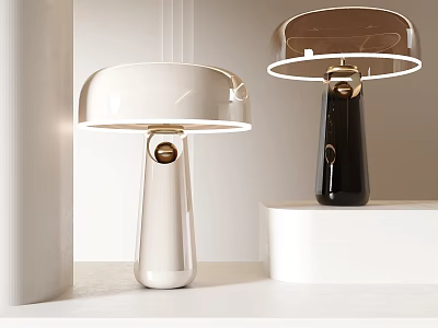 Modern Contemporary Table Lamps With Dome Shade And Tapered White Black Bases 3d model