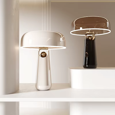 Modern Contemporary Table Lamps With Dome Shade And Tapered White Black Bases 3d model