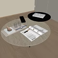Stylish Round Coffee Table with Double Layer Design and Open Magazines Glass Cup on Top