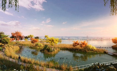 Modern Lake View 3d model