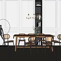 Nordic Dining Table and Chair Combination Dining Table and Chair 3d model