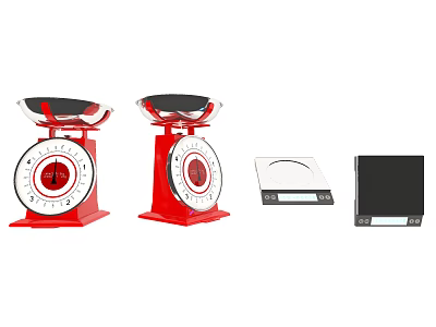Commercial Scales Featuring Red Mechanical And Black Digital Weighing Equipment For Business 3d model