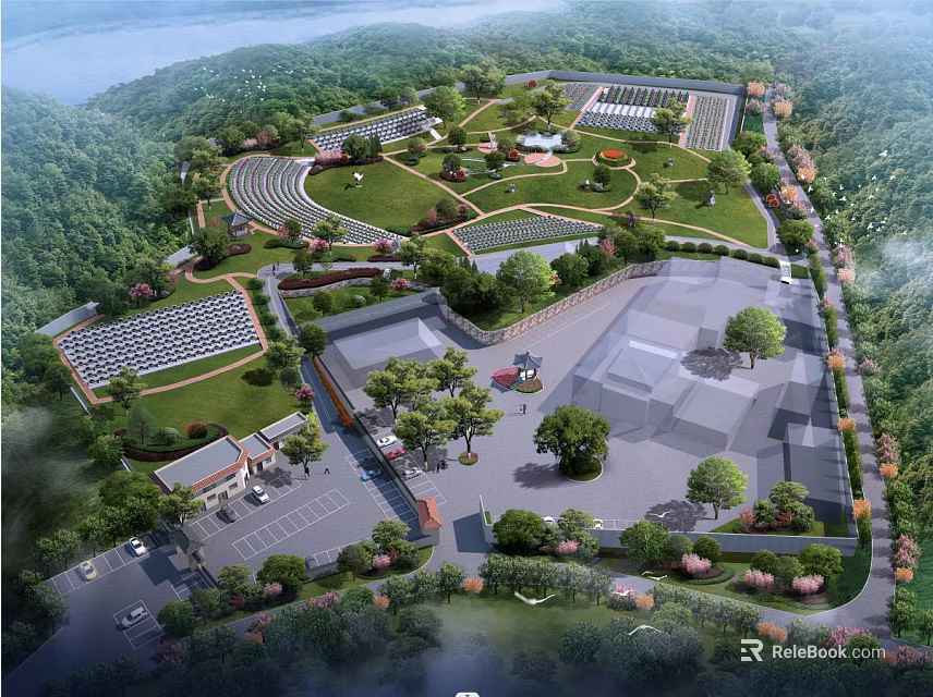 Aerial View Of Industrial Park With Greenery And Solar Panels 3d model 
