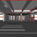 Modern Parking Garage Entrance Featuring Glass Doors Digital Number 4 And Welcome Floor Sign