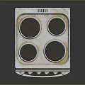 Practical White Home Stove With Four Burners Oven And Control Knobs 3d model