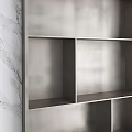 Modern TV Wall Design With Marble Panel And Floating Shelves For Living Room