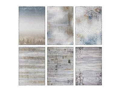 Square Rugs in Various Abstract Patterns and Neutral Tones for Modern Home Decor 3d model