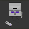 White Retro Gaming Computer With Dual Controllers Purple Buttons And Screen Displaying Game 3d model