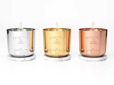 Elegant Modern Candle Lamps in Silver Gold and Rose Gold with Marble Base Home Decor 3d model