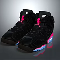 Stylish Black High Top Sneakers With Pink Accents And Blue Sole Design