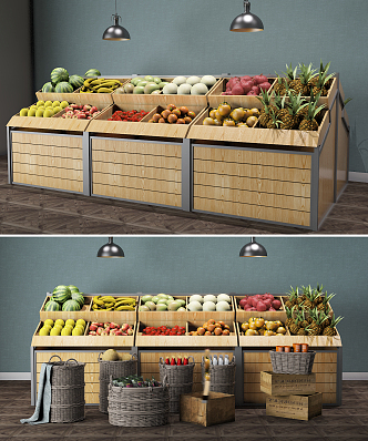 Industrial LOFT shelf fruit rack 3d model