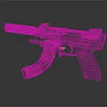 Modern Tactical Pistol With Gray Body Yellow Red Magazine And Perforated Design