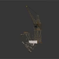 Tall Industrial Tower Crane Lifting Heavy Equipment On Construction Site