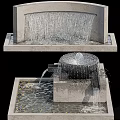 Garden Ornament Stone Fountain With Square Base Cascading Water And Circular Top Design