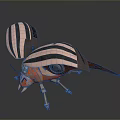Mechanical Insect With Pink Black Striped Exoskeleton Orange Body And Mechanical Legs