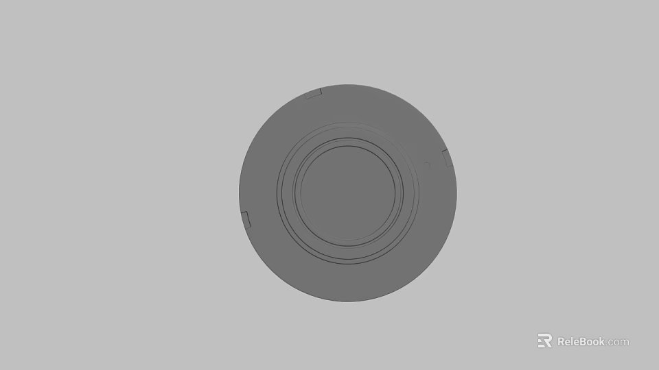 Gray Round Object With Concentric Circle Design On Simple Background 3d model 