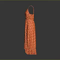 Stylish Red Long Dress With Orange Patterns Spaghetti Straps And Ruffled Hem