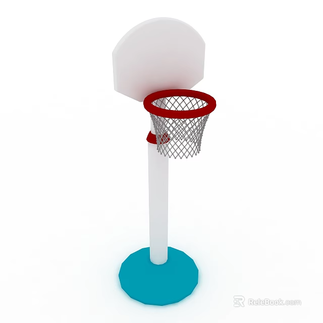 Basketball Hoop Sports Equipment With White Backboard Red Rim And Blue Base 3d model 