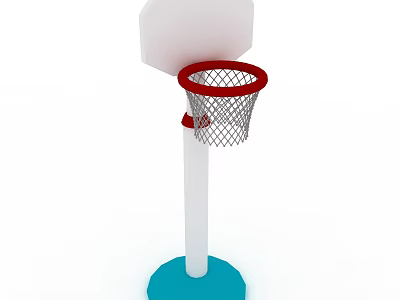 Basketball Hoop Sports Equipment With White Backboard Red Rim And Blue Base 3d model