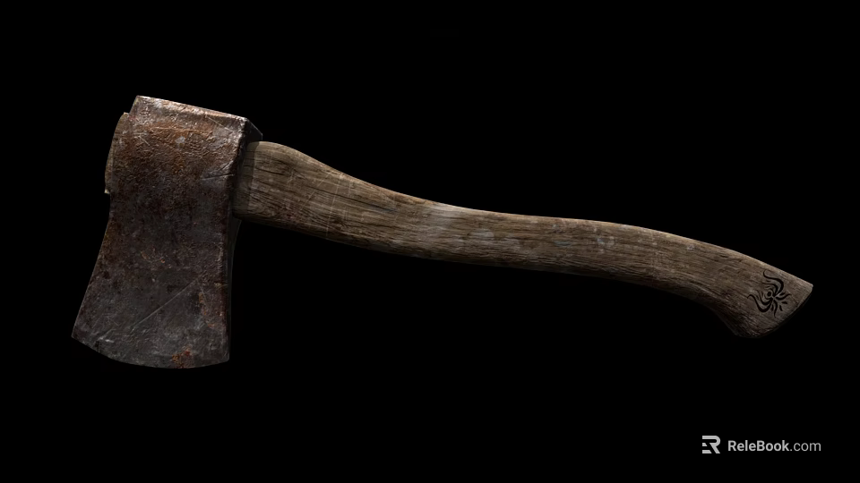 High Quality Rustic Hardware Tool Axe with Metal Head and Wooden Handle 3d model 
