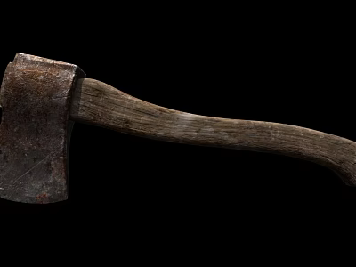 High Quality Rustic Hardware Tool Axe with Metal Head and Wooden Handle 3d model