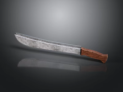 Handcrafted Weapon With Silver Gray Textured Metal Blade And Wooden Handle 3d model