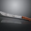 Handcrafted Weapon With Silver Gray Textured Metal Blade And Wooden Handle