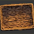 Woven Brown Square Storage Basket With Natural Wicker For Home Organizing Decor