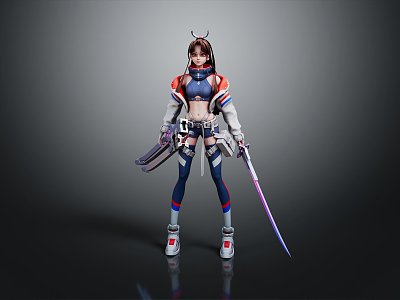 Modern game character sci-fi beauty sci-fi girl sci-fi girl sci-fi girl 3d model