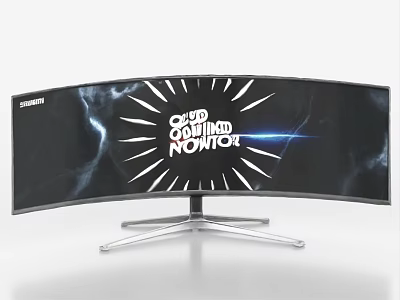 Curved Gaming Monitor with Ultra Wide Screen Metal Stand and Dynamic 3d model