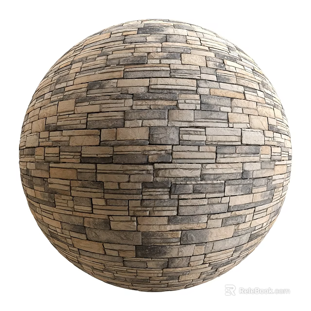 Spherical Stone Masonry Structure With Layered Brick Pattern And Textured Surface 3d model