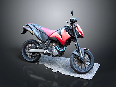 Modern Red And Black Sporty Motorcycle Design With Sleek Body And Black Wheels 3d model