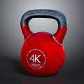 Red Kettlebell With Gray Handle And 4K Fitness Logo For Fitness Training