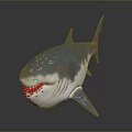 Realistic 3D Shark Model With Sharp Teeth Open Mouth And Gray Blue Body 3d model